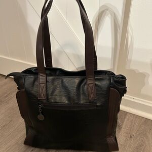 Black and Brown faux Leather Tote Bag
